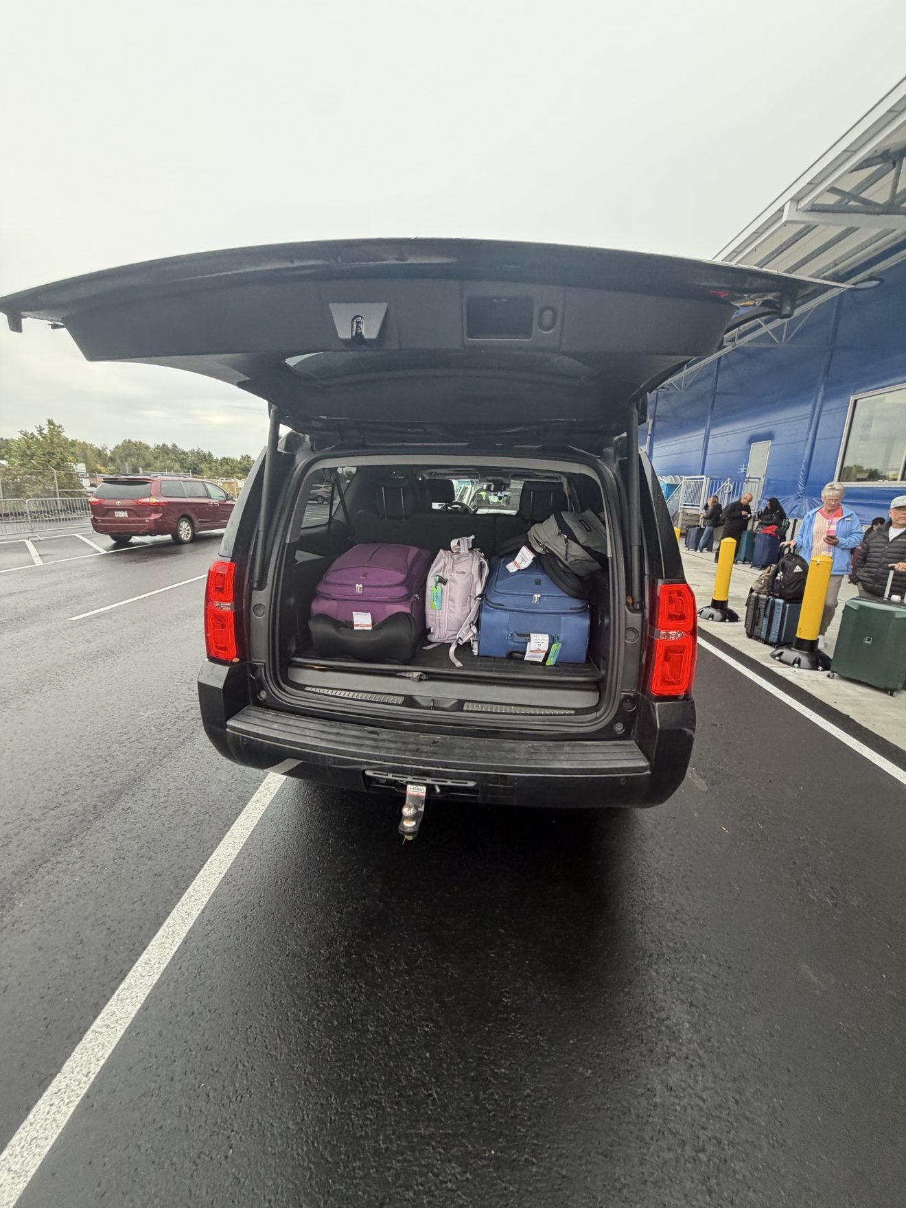 SUV loaded with luggage at the cruise terminal